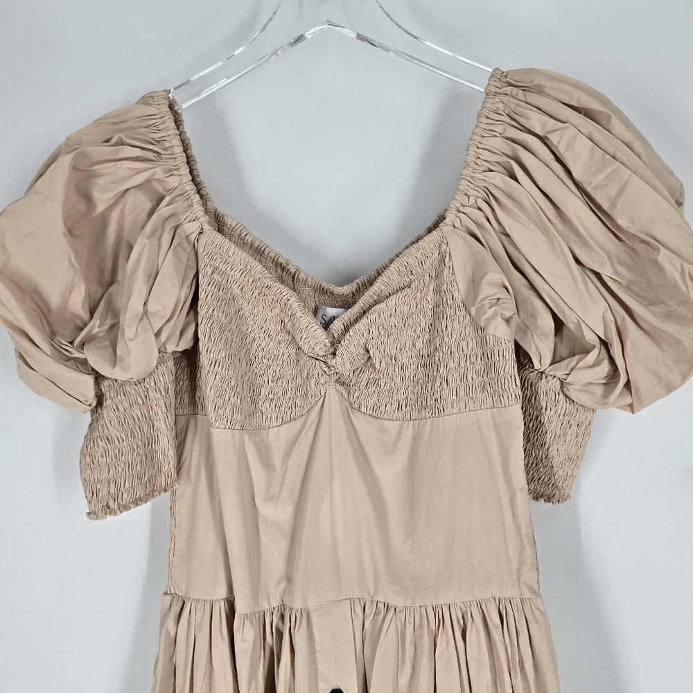 S/W/F Puff Sleeve Sweetheart Dress Travertine XS NEW - Picture 3 of 8